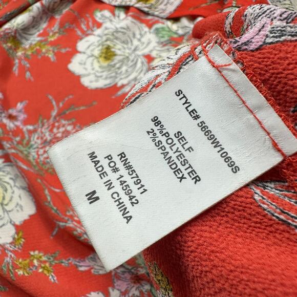 Superfoxx Orange Floral Wrap Summer Casual Midi Boho Cottagecore Dress Medium - Picture 9 of 16